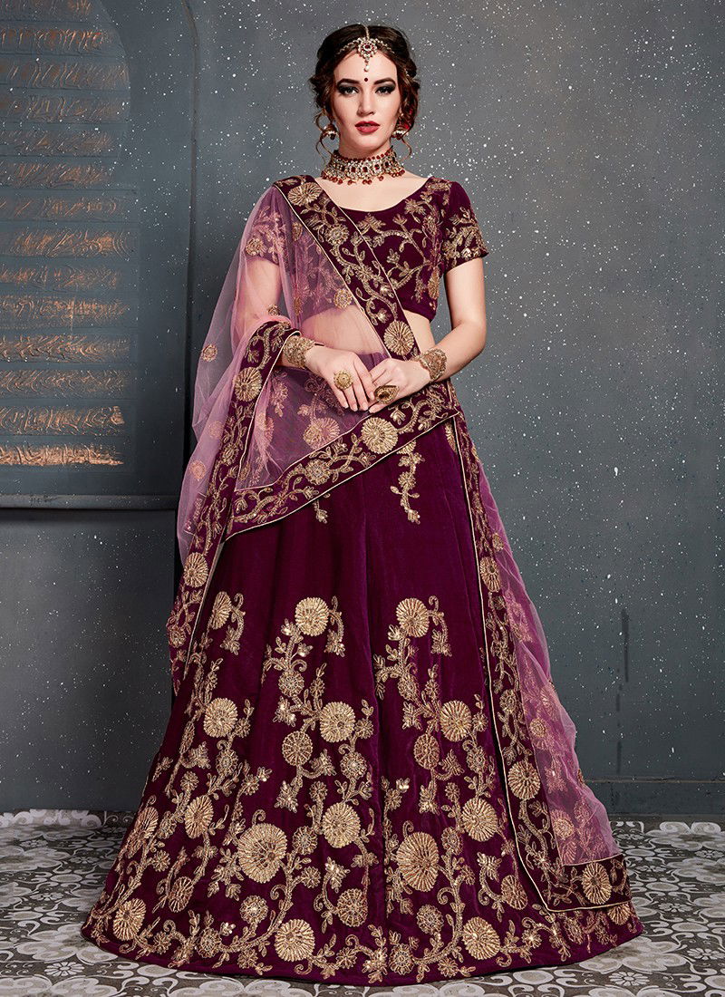 ZEEL CLOTHING ROOHBAB Designer Latest Stylish Festive Wear Velvet Thread Dori Zari Sequins Embroidery with Stone Work Lahenga Choli Collection